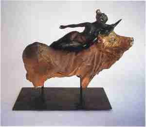 De la californie à Aix Dominique Bajard,sa sculpture de terre se pare d'engobes pigmentés et se veloute des effets fuligineux de l’enfumage pour évoquer les patines des bronzes antiques.